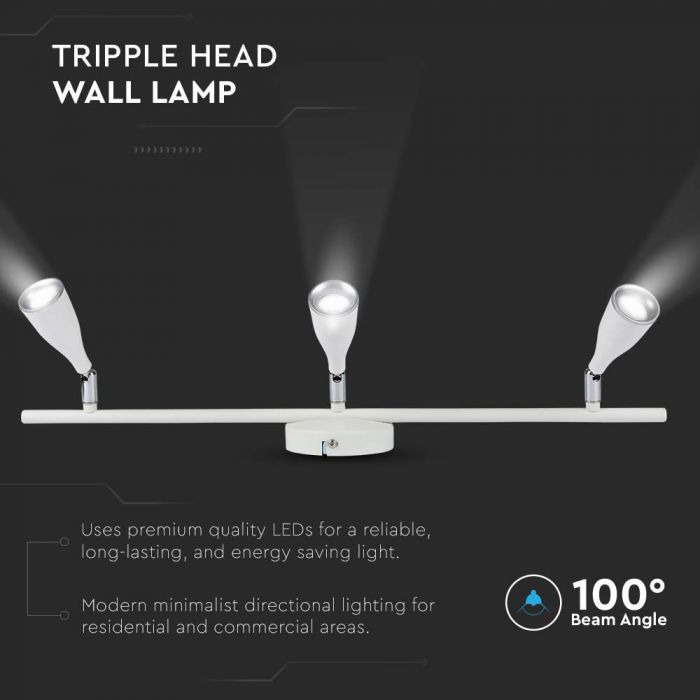 13.5W(1260Lm) LED wall light, V-TAC, IP20, white, neutral white light 4000K