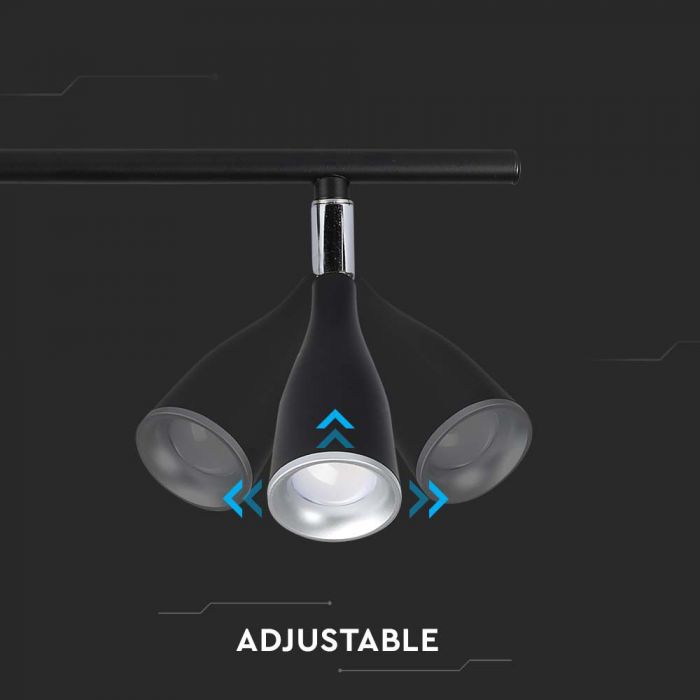 13.5W(1260Lm) LED sienas gaismeklis, V-TAC, IP20, melns, neitrāli balta gaisma 4000K