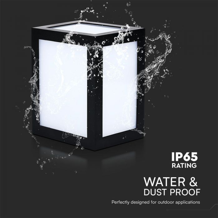 12W(1350Lm) LED sienas gaismeklis, V-TAC, IP65, melns, silti balta gaisma 3000K