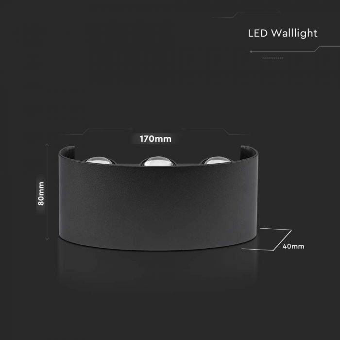 6W(630Lm) LED-fasadarmatur, V-TAC, IP65, svart, neutralvit 4000K