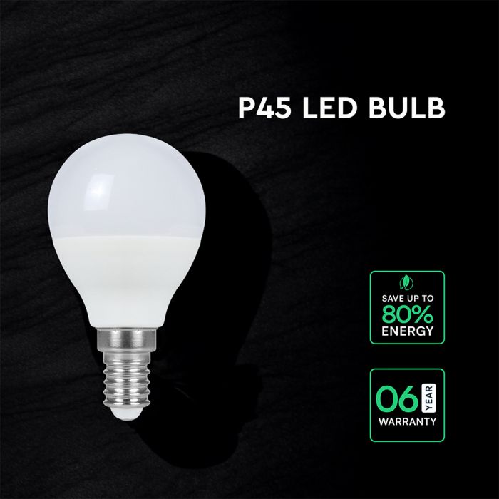 E14 6.5W (600 lm) LED Bulb, P45, V-TAC, Cool White 6500K