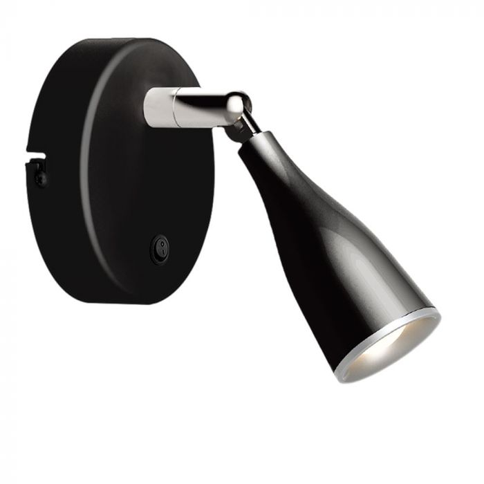 Настенный светодиодный светильник 4,5 Вт (420 Лм), с выключателем, V-TAC, IP20, черный, теплый белый свет 3000K