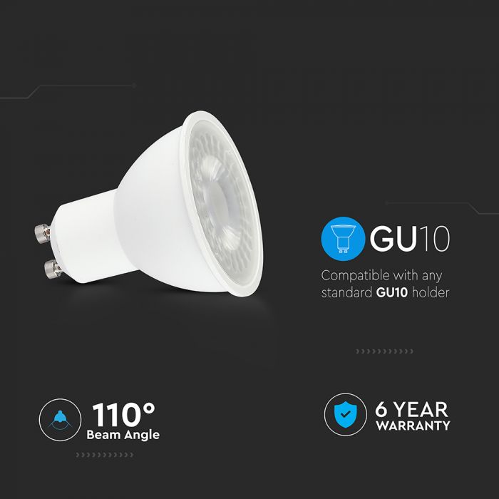 GU10 7.5W(610Lm) LED lamp, 38°, V-TAC, CREE LED, IP20, soe valge valgus 3000K