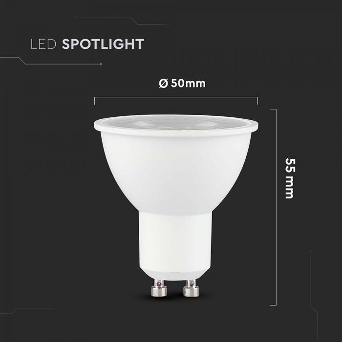GU10 7.5W(610Lm) LED Spuldze, V-TAC, IP20, auksti balta gaisma 6500K