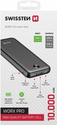 Swissten Power Worx Pro Power Bank Ārējas Uzlādes Baterija 10000 mAh
