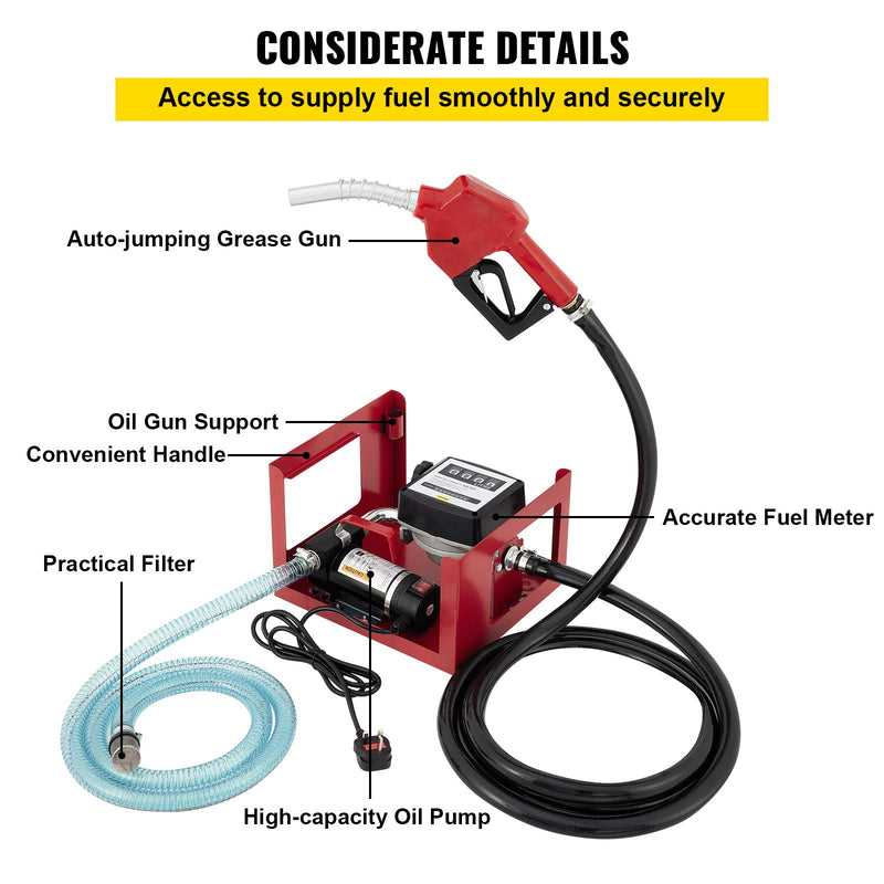 VEVOR dīzeļdegvielas pārsūknēšanas sūknis, 220 V, 40 l/min, pašiesūcošs elektriskais sūknis eļļai un dīzeļdegvielai