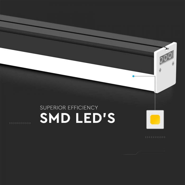 40W(4300Lm) 120 cm LED iekarams lineārais gaismeklis, V-TAC, IP20, melns, neitrāli balta gaisma 4000K