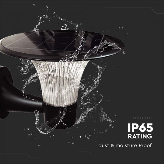 15W(1900Lm) 84 LED saules gaismeklis, V-TAC, IP65,  3.2V LifePO4 6000mAh Battery, melns, 6000K+4000K