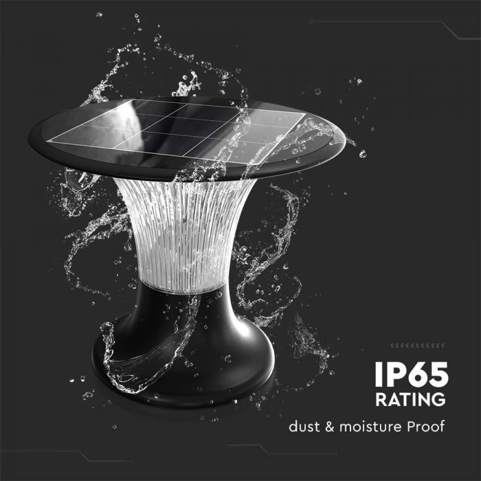 15W(2200Lm) LED Solar Luminaire, V-TAC, IP65, 3.2V LifePO4 6000mAh Battery, black, 6000K+4000K