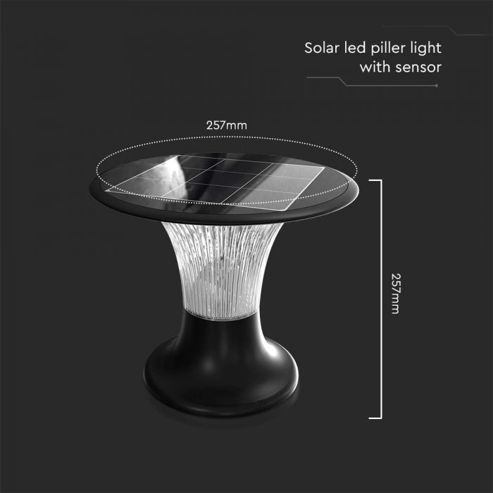 15W(2200Lm) LED solārais gaismeklis, V-TAC, IP65,  3.2V LifePO4 6000mAh Battery,melns,  6000K+4000K