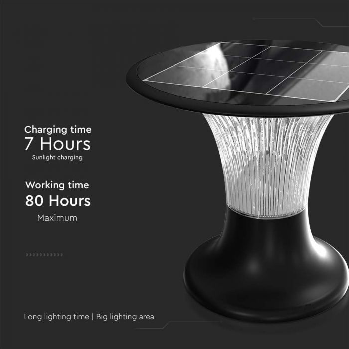15W(2200Lm) LED solārais gaismeklis, V-TAC, IP65,  3.2V LifePO4 6000mAh Battery,melns,  6000K+4000K