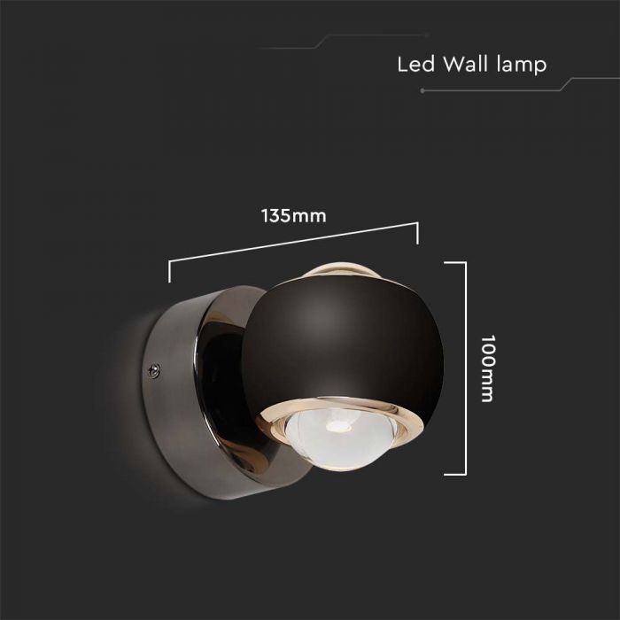 10W(950Lm) LED wall light, IP20, V-TAC, black, warm white light 3000K