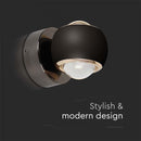 10W(950Lm) LED wall light, IP20, V-TAC, black, warm white light 3000K