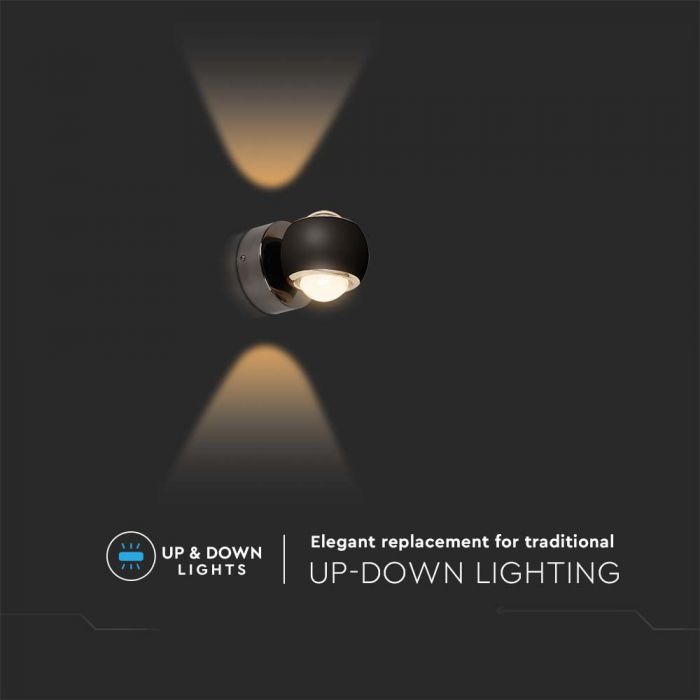 10W(950Lm) LED wall light, IP20, V-TAC, black, warm white light 3000K