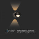 10W(950Lm) LED wall light, IP20, V-TAC, black, warm white light 3000K