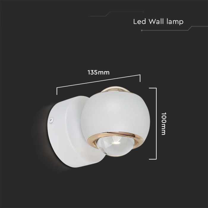 10W(950Lm) LED wall light, IP20, V-TAC, white, warm white light 3000K