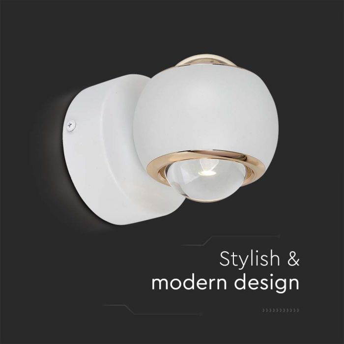 10W(950Lm) LED sienas gaismeklis, IP20, V-TAC, balts, silti balta gaisma 3000K