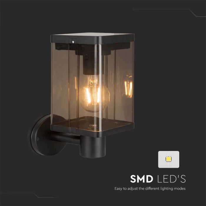 2.5W(150Lm) LED solārais fasādes gaismeklis ar E27 spuldzi, IP54, silti balta gaisma 3000K