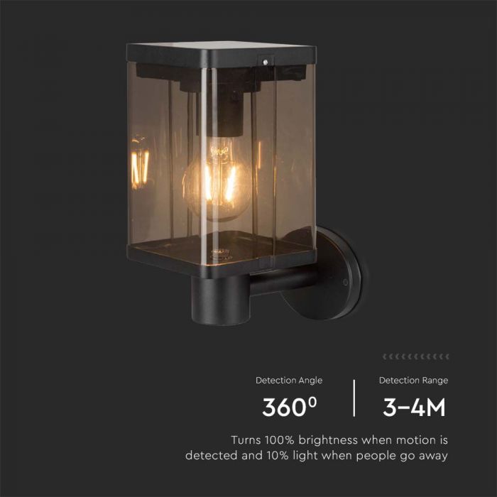 2.5W(150Lm) LED solārais sienas un fasādes gaismeklis ar E27 spuldzi, IP54, silti balta gaisma 3000K