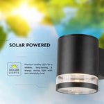 0.55W(70Lm) LED solārais fasādes gaismeklis, IP44, V-TAC, melns,  121x90x112.5mm, silti balta gaisma 3000K