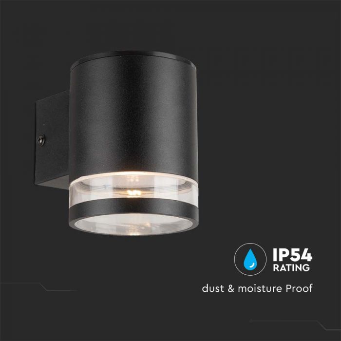0.55W(70Lm) LED solārais fasādes gaismeklis, IP44, V-TAC, melns,  121x90x112.5mm, silti balta gaisma 3000K
