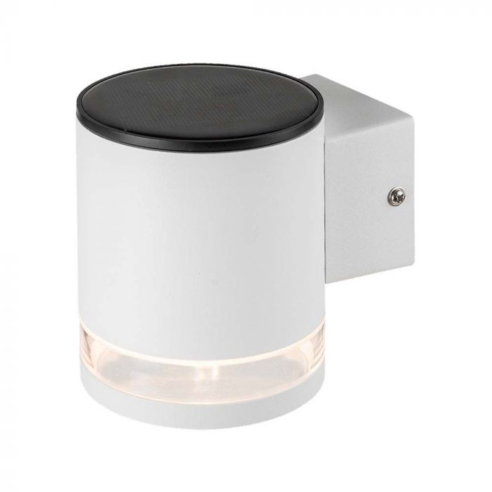 0.55W(70Lm) LED solārais fasādes gaismeklis, IP54, V-TAC, balts, 121x90x112.5mm, silti balta gaisma 3000K