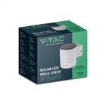 0.55W(70Lm) LED solārais fasādes gaismeklis, IP54, V-TAC, balts, 121x90x112.5mm, silti balta gaisma 3000K