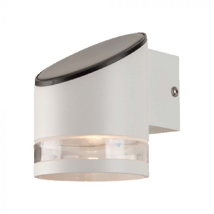 0.55W(70Lm) LED solārais fasādes gaismeklis ar mikroviļņu sensoru, IP44, V-TAC, balts,  121x90x112.5mm, silti balta gaisma 3000K