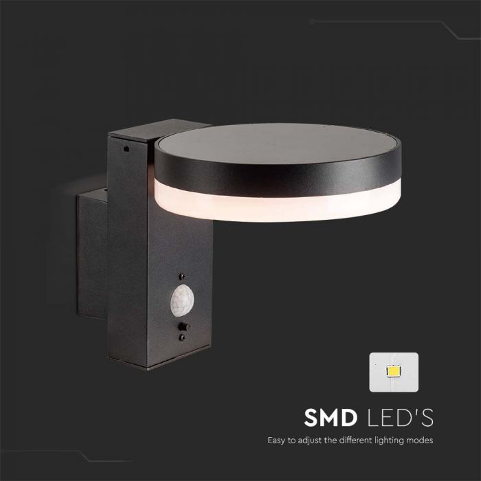5.5W(220Lm) LED solārais sienas un fasādes gaismeklis ar PIR sensoru, IP54, silti balta gaisma 3000K
