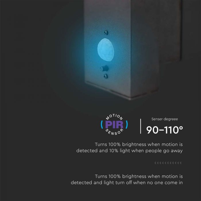 5.5W(220Lm) LED solārais sienas un fasādes gaismeklis ar PIR sensoru, IP54, silti balta gaisma 3000K