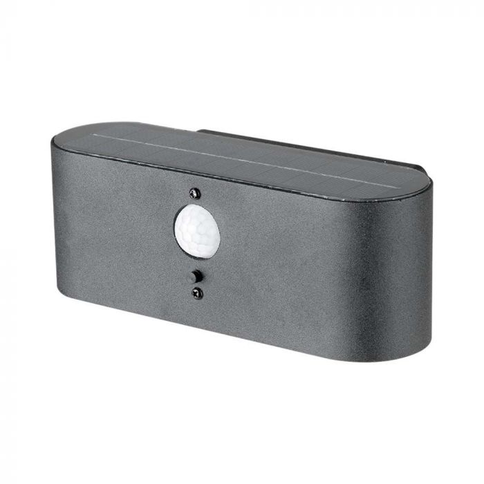 2.5W(100Lm) LED solārais sienas un fasādes gaismeklis ar PIR sensoru, IP54, silti balta gaisma 3000K