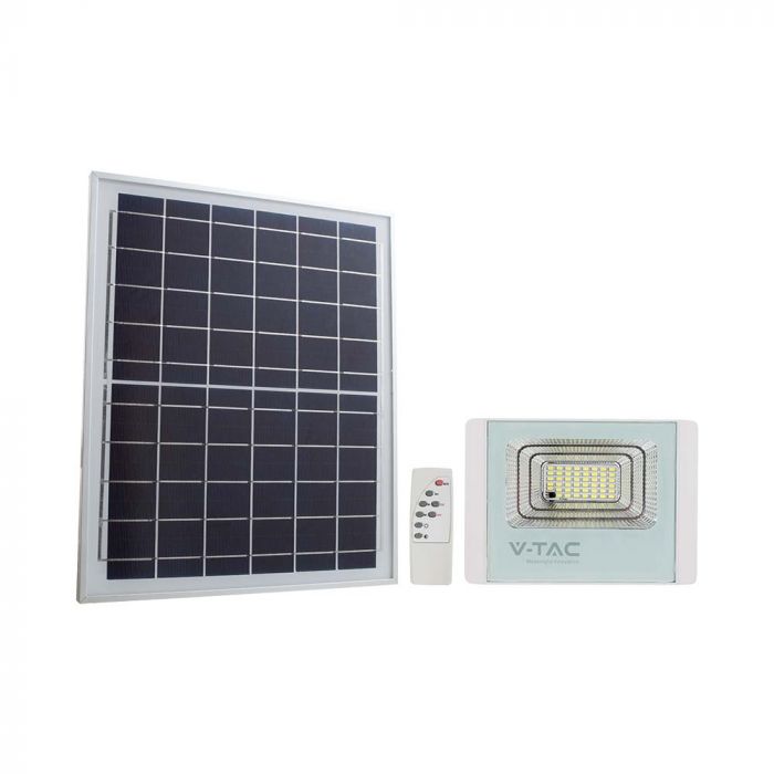 12W(500Lm) LED-strålkastare med solcell, V-TAC, IP65, vitt, neutralvitt ljus 4000K