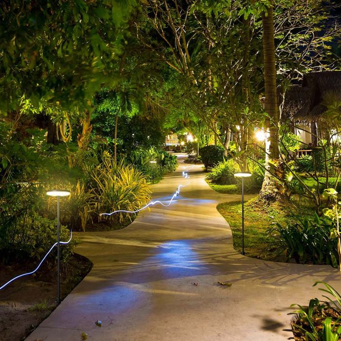 Подземный светодиодный светильник 12W(1135Lm), V-TAC, IP65, антрацит, D150*H800, теплый белый свет 3000K