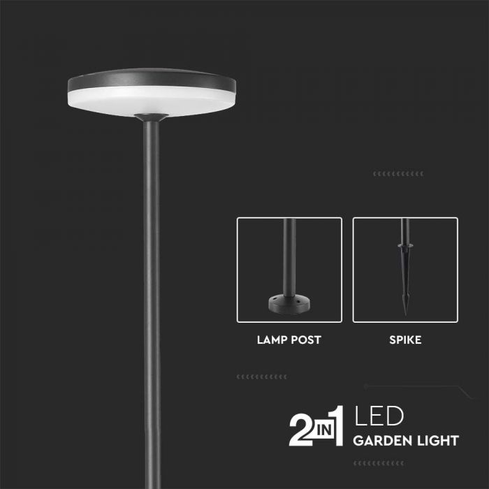 12W(1135Lm) LED ground garden light, V-TAC, IP65, anthracite, D150*H800, warm white light 3000K