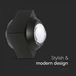 2W(200Lm) COB LED Fasādes gaismeklis, V-TAC, IP54, melns, silti balta gaisma 3000K