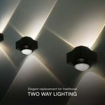 2W(200Lm) COB LED Fasādes gaismeklis, V-TAC, IP54, melns, silti balta gaisma 3000K