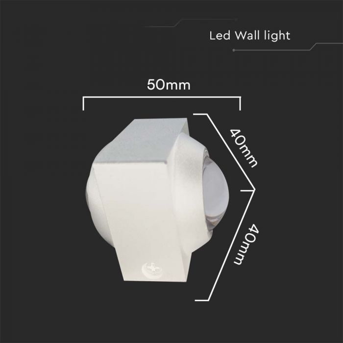 2W(200Lm) COB LED Fasādes gaismeklis, V-TAC, IP54, balts, silti balta gaisma 3000K