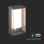 Фасадный светодиодный светильник 1W(95Lm) с датчиком PIR, V-TAC, IP65, темно-серый, теплый белый свет 3000K