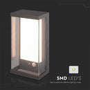 Фасадный светодиодный светильник 1W(95Lm) с датчиком PIR, V-TAC, IP65, темно-серый, теплый белый свет 3000K