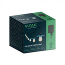 V-TAC LED solārā virtene, IP44, 15gb 50Lm spuldzes Filament ST64 silti baltas 3000K,  3.7V, 2400mAh Lithium Baterija, 1.75W panelis, garums 1560mm