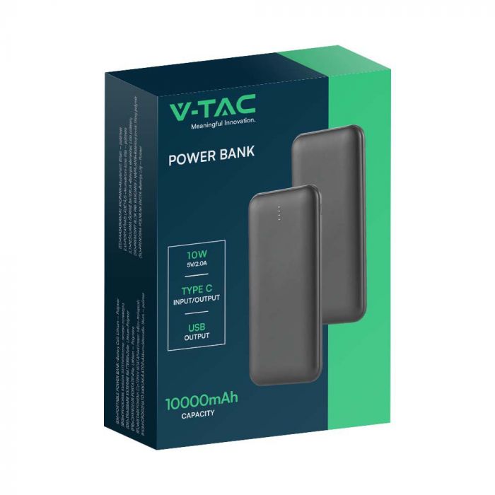 10 Вт 5 В, Li-Pol, 10000 мАч Power Bank, кабель USB c 30 см, черный