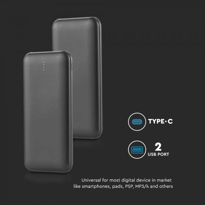 10 Вт 5 В, Li-Pol, 10000 мАч Power Bank, кабель USB c 30 см, черный