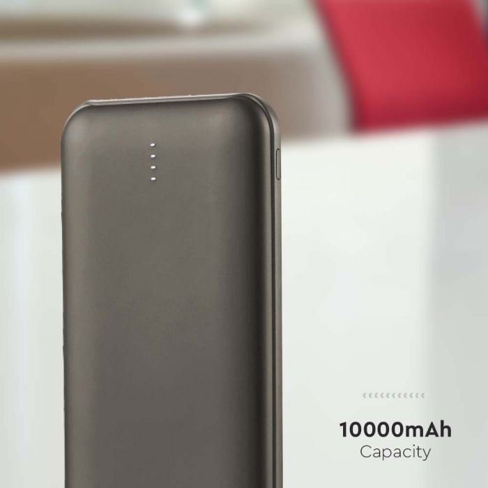 10W  5V, Li-Pol, 10000mAh Power Banka, USB C tipa kabelis 30cm, pelēks