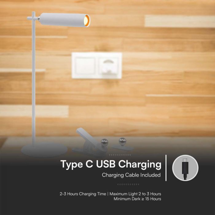 3W(300Lm) LED table/wall magnetic lamp, V-TAC, IP20, white, neutral white light 4000K