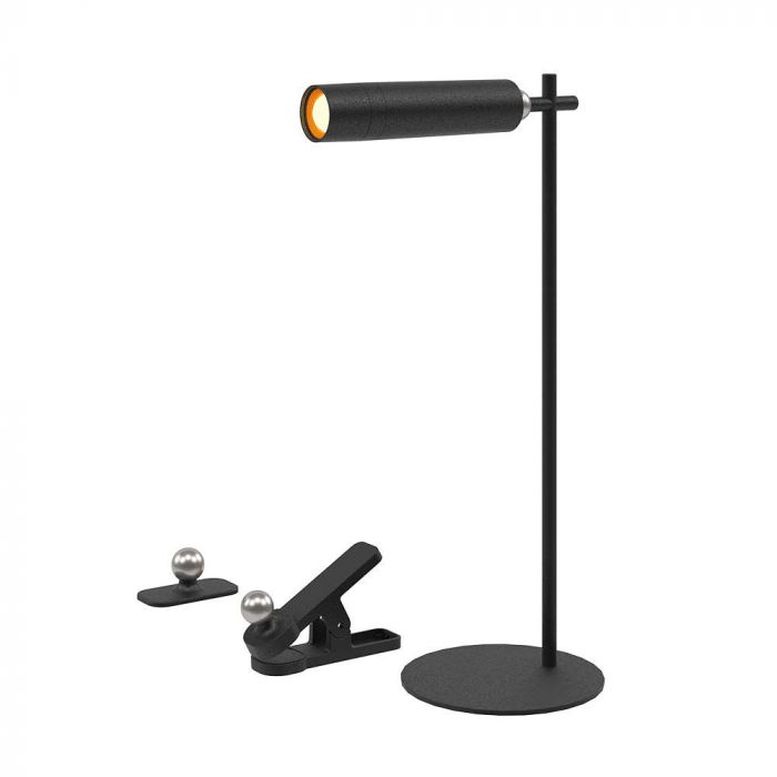 3W(300Lm) LED bords-/väggmagnetarmatur, V-TAC, IP20, svart, neutralvit 4000K