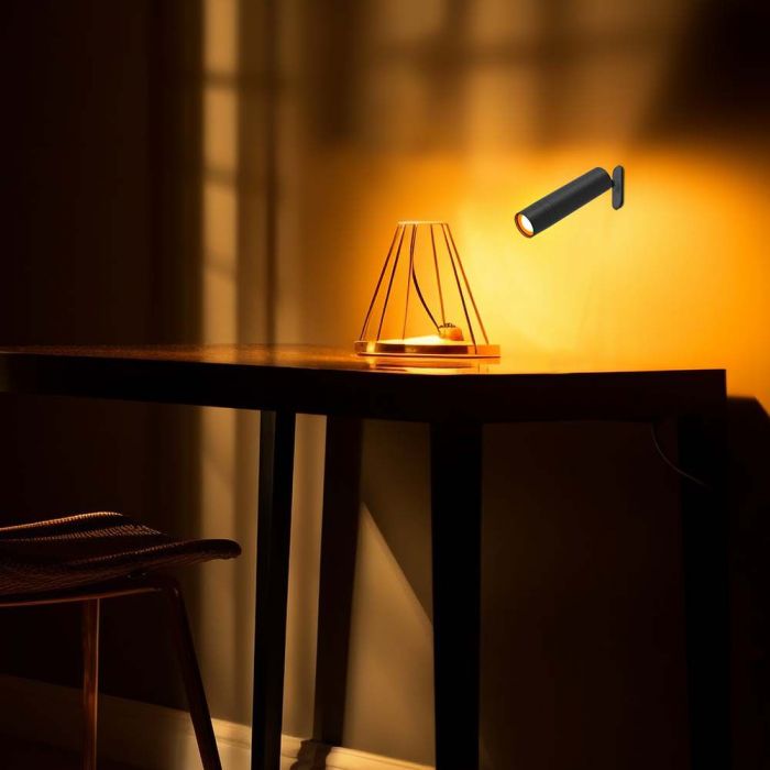 3W(300Lm) LED bords-/väggmagnetarmatur, V-TAC, IP20, svart, neutralvit 4000K