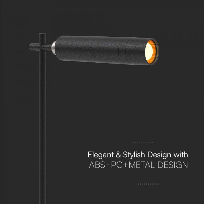 3W(300Lm) LED bords-/väggmagnetarmatur, V-TAC, IP20, svart, neutralvit 4000K