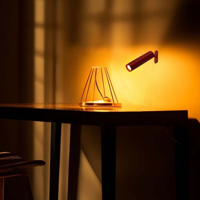 3W(300Lm) LED bords-/väggmagnetarmatur, V-TAC, IP20, röd, neutralvit 4000K