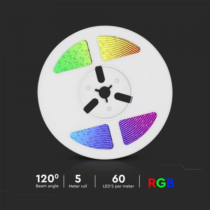 1.2W 120Lm/m 60 LED ribakomplekt koos päikesepaneeliga, 3.7V, 1500mAh Li-ion aku, RGB värv, IP67
