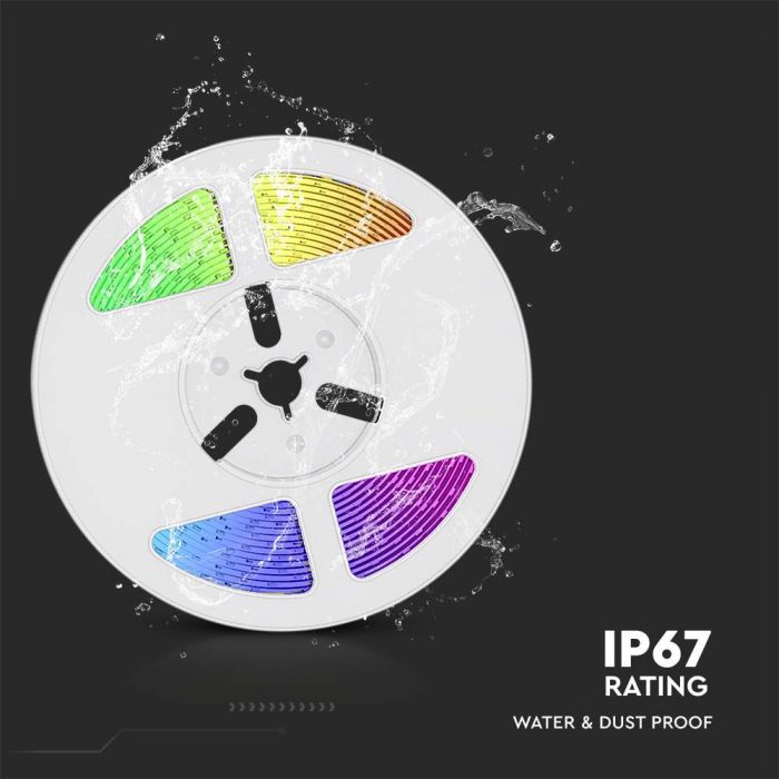 1.2W 120Lm/m 60 LED ribakomplekt koos päikesepaneeliga, 3.7V, 1500mAh Li-ion aku, RGB värv, IP67